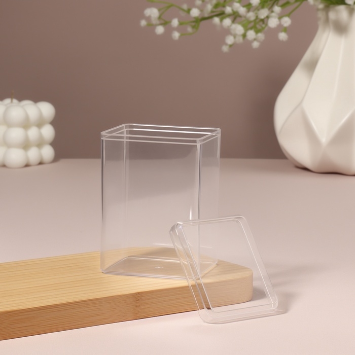 Органайзер для ватных палочек, с крышкой, 6.5&times;5.8&times;9.5 см, в пакете, прозрачный