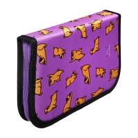 Пенал 1 секция, 130 х 210 х 40 мм, 2 откидные планки, тканевый, Calligrata TOP, Content "Бульдожки"