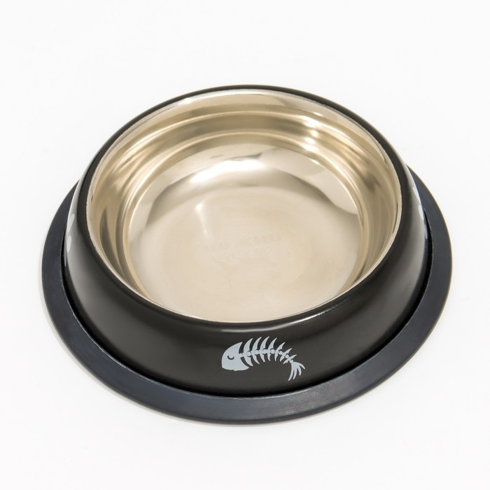 Миска с нескользящим основанием с принтом, 225 мл, чёрная Миска с нескользящим основанием с принтом, 225 мл, чёрная