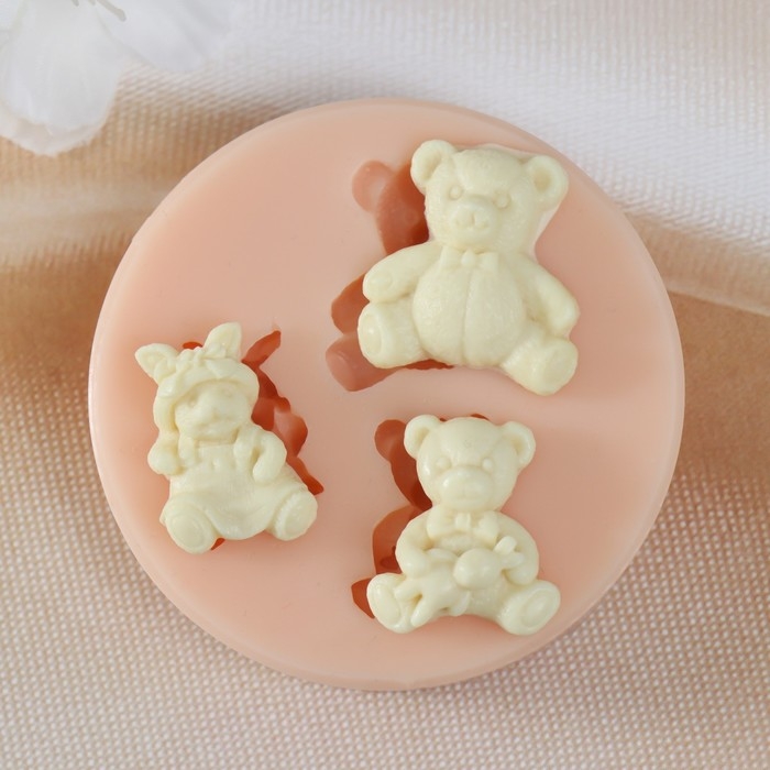 Молд силикон Молд силикон "Мишки и зайка"2,6х2,4х0,4 2,4х1,6х0,4 2,2х1,9х0,4 см