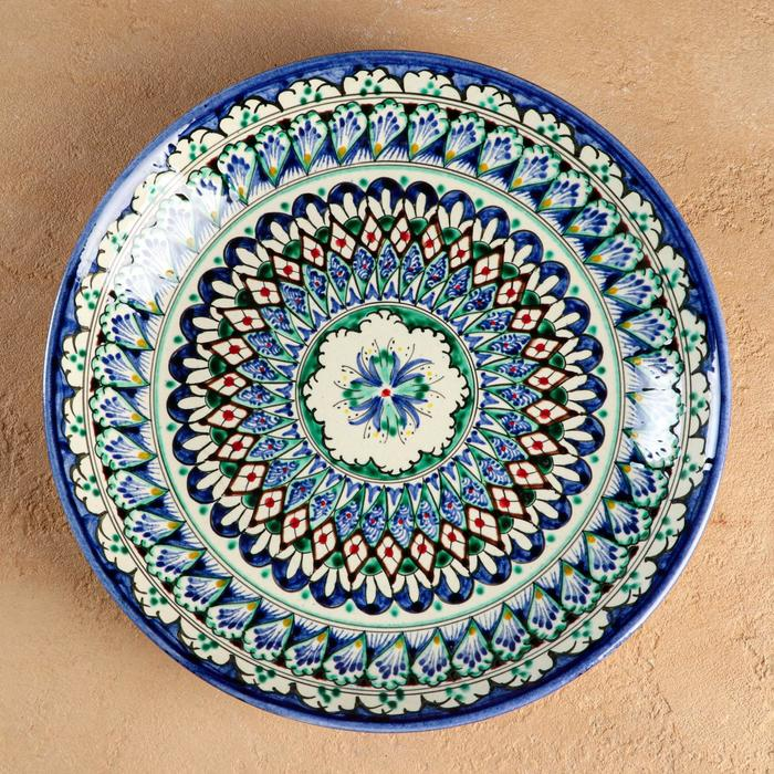 Ляган Риштанская Керамика Ляган Риштанская Керамика "Узоры", 25 см, синий