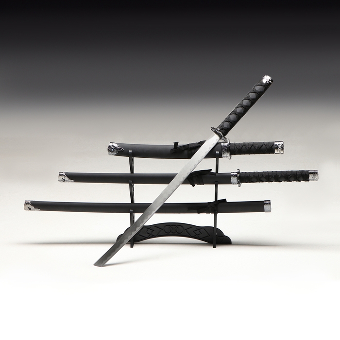 Сув. изделие катаны 3в1 на подставке, ножны кожзам, черная 47/70/89см Сув. изделие катаны 3в1 на подставке, ножны кожзам, черная 47/70/89см