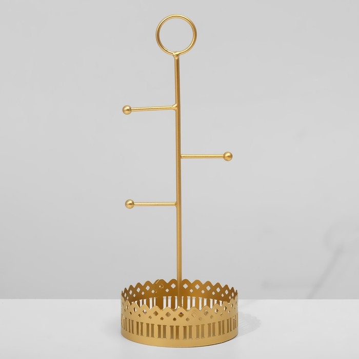 Подставка для украшений с местом для хранения &laquo;Сканди&raquo;, 12,5&times;28,5 см, цвет золото