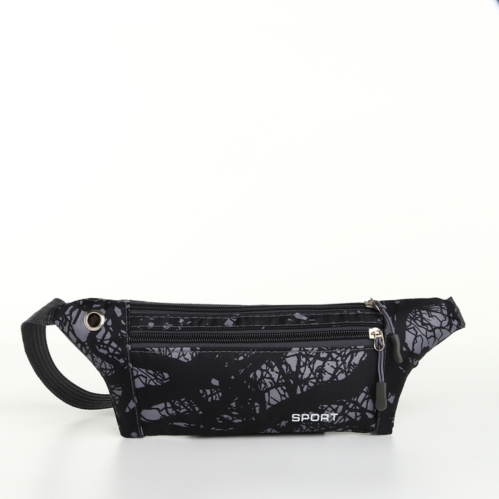 Поясная сумка на молнии, наружный карман, разъем для USB, цвет чёрный Поясная сумка на молнии, наружный карман, разъем для USB, цвет чёрный