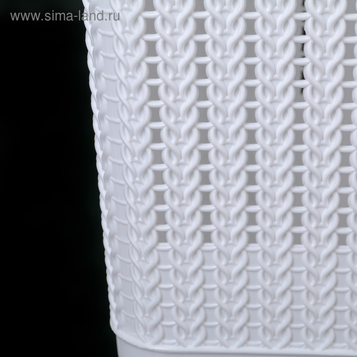 Корзина бельевая с крышкой «Вязаное плетение», 25 л, 37×27,5×46,5 см, цвет белый Корзина бельевая с крышкой «Вязаное плетение», 25 л, 37×27,5×46,5 см, цвет белый