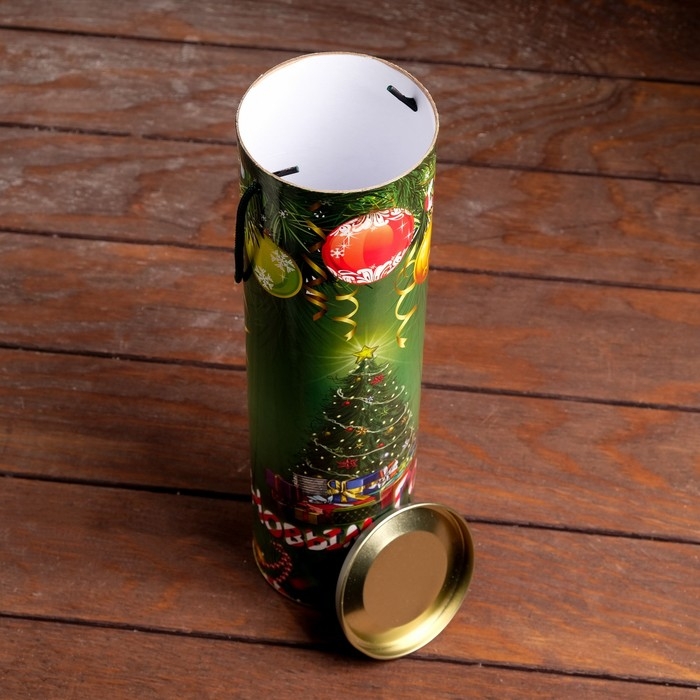 Новый год. Подарочная коробка, тубус под бутылку &laquo;Нарядная ёлка&raquo; 92 х 350 мм (330 мм внутр. высота).