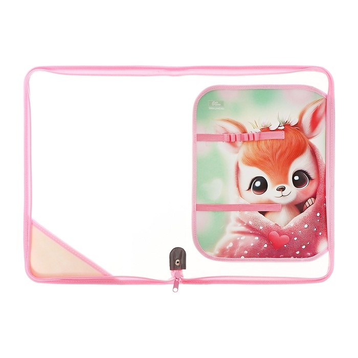 Папка для труда А4, молния вокруг, откидная планка, пластиковая, ПТР-1, с наполнением 10 предметов, для девочки, Calligrata Папка для труда А4, молния вокруг, откидная планка, пластиковая, ПТР-1, с наполнением 10 предметов, для девочки, Calligrata "Олененок"