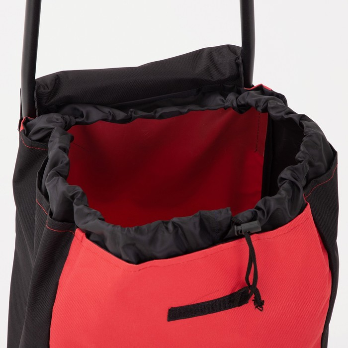 Сумка-тележка хозяйственная на шнуре, цвет чёрный/красный Сумка-тележка хозяйственная на шнуре, цвет чёрный/красный