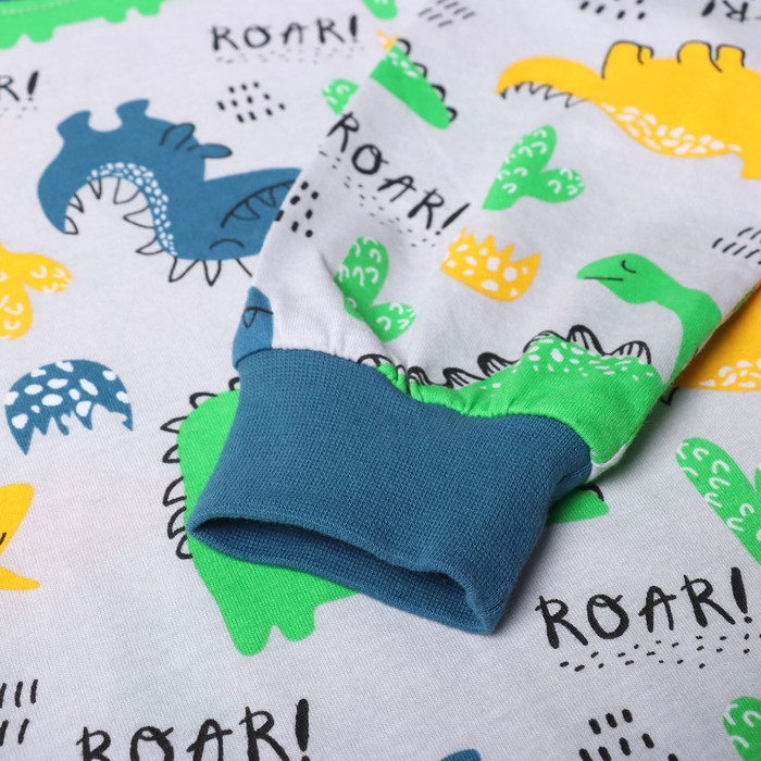 Пижама для мальчиков, цвет серый/дино, рост 110 см