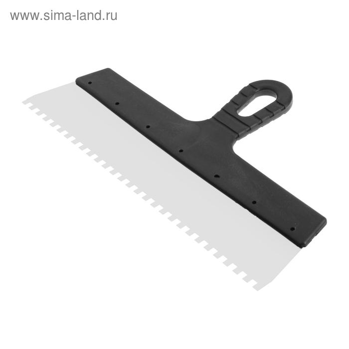 Шпатель зубчатый ЛОМ, 350 мм, зуб 6 мм, нержавеющая сталь