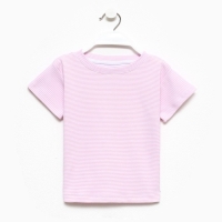 Футболка детская в полоску KAFTAN "Basic line", р.32 (110-116 см), розовый/белый