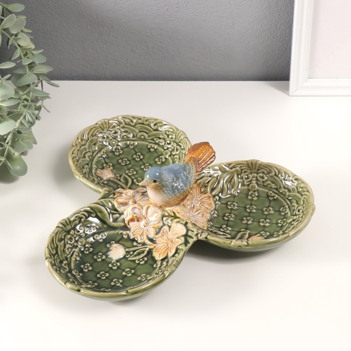 Сувенир керамика подставка "Птичка в цветах. Узоры" 26х26х8,5 см