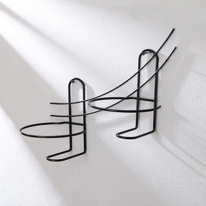 Подвес для кашпо, настенный, на 2 горшка, d=16 см, чёрный, &laquo;Взлёт - 2&raquo;