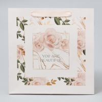 Пакет подарочный ламинированный квадратный, упаковка, &laquo;Beautiful&raquo;, 30 х 30 х 12 см