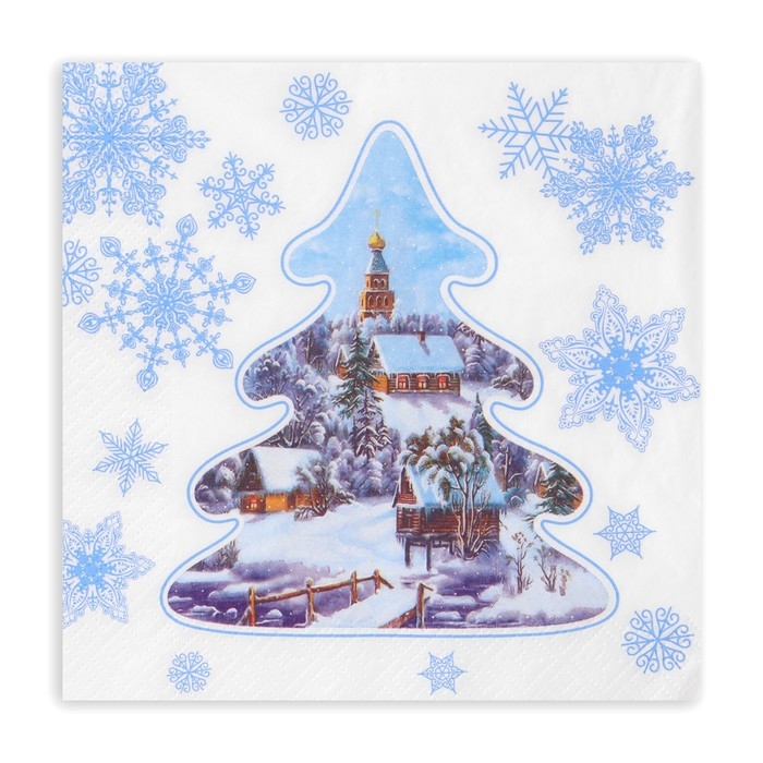 Новогодние салфетки бумажные Pero Prestige &laquo;Ночь перед рождеством&raquo;, 3 слоя, 33х33 см, 20 шт