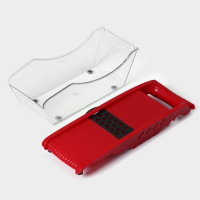 Тёрка с лотком Доляна Vegan, 6 насадок, 30&times;10,5&times;11 см, цвет зелёный, овощечистка металлическая, цвет красный