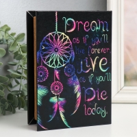 Шкатулка-книга дерево, кожзам "Ловец снов неон" 4,5х13х18 см Шкатулка-книга дерево, кожзам "Ловец снов неон" 4,5х13х18 см