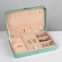 Органайзер для украшений &laquo;Шкатулка портативная&raquo;, 8 полос, 4 места, 14&times;21&times;4,5 см, цвет зелёный