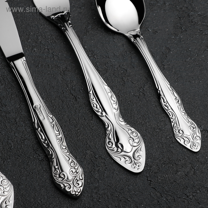 Набор столовых приборов «Славянка», 24 предмета, декоративная коробка, цвет серебряный Набор столовых приборов «Славянка», 24 предмета, декоративная коробка, цвет серебряный