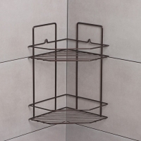 Полка угловая для ванной 2-х ярусная Эконом, 220&times;220&times;115 мм, цвет медная искра