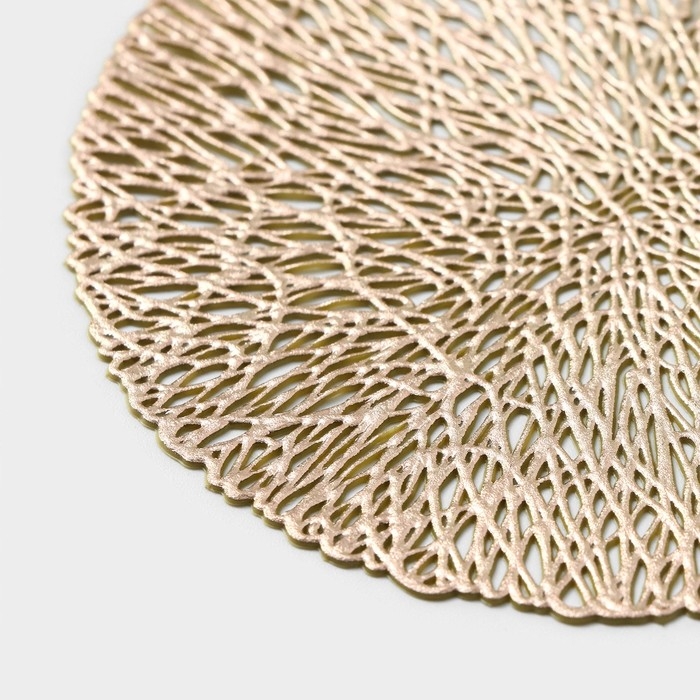 Салфетка - подставка под кружку Доляна &laquo;Листья&raquo;, d=10 см, 4 шт, цвет золото