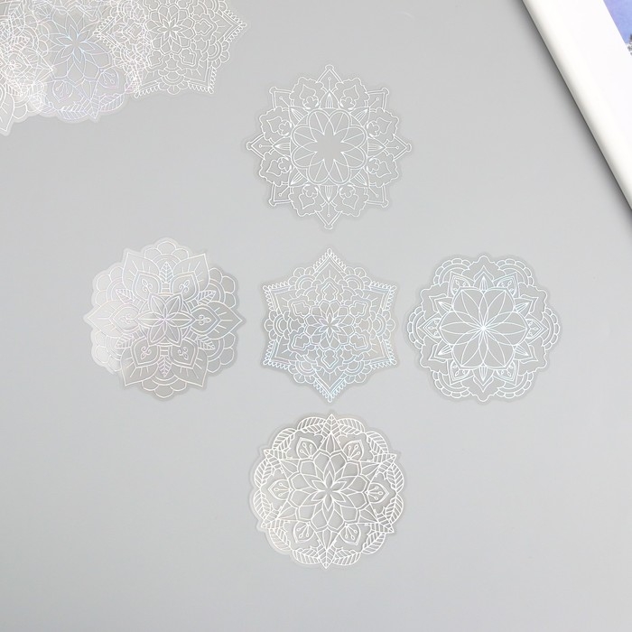 Наклейки для творчества "Голография. Снежинки" d=10 см набор 10 шт 0,2х14х11 см