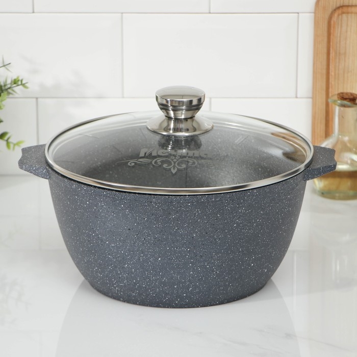 Набор посуды №1 &laquo;Гранит&raquo;, 3 предмета: сковорода d=26 см, ковш 1,7 л, кастрюля 5 л, крышки, антипригарное покрытие