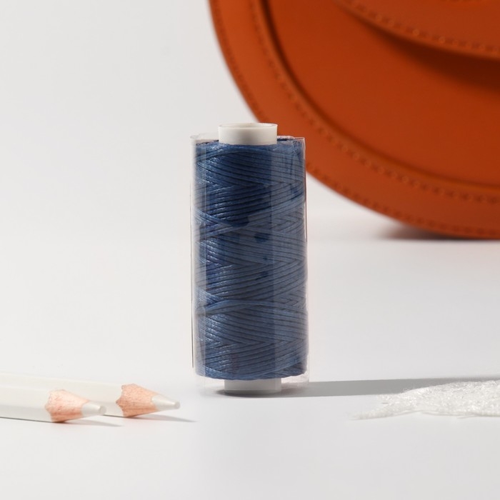 Нитки вощёные, плоские, 150D/16, 0,8 мм, 50 &plusmn; 2 м, цвет тёмно-синий