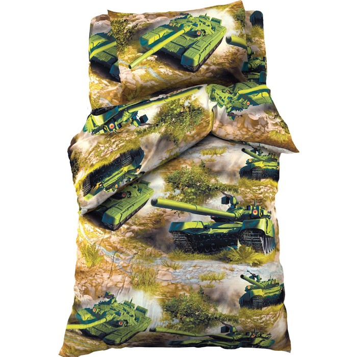 Постельное бельё &laquo;Этель&raquo; 1.5 сп Танки 143*215 см, 150*214 см, 50*70 см, бязь 125 г/м2