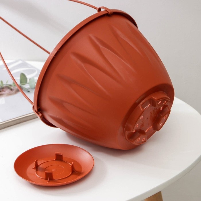 Кашпо для цветов подвесное «Алиция», 3 л, с поддоном, цвет терракотовый Кашпо для цветов подвесное «Алиция», 3 л, с поддоном, цвет терракотовый