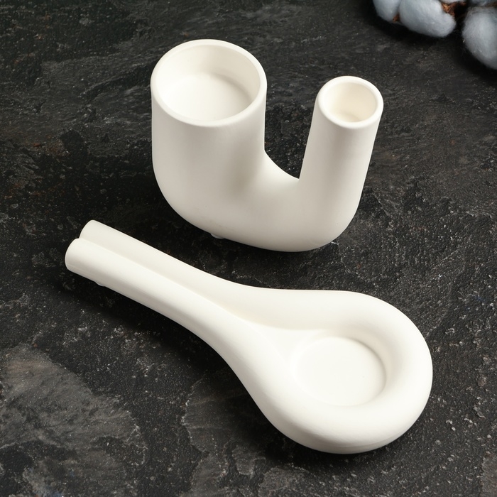 Набор подсвечников "Кьелл и Луи" белый, 2шт/5х11см/18х2см