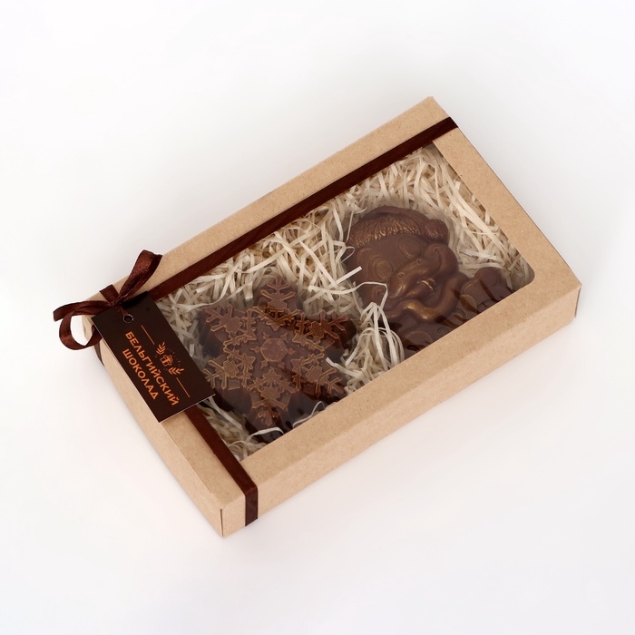 Шоколадные фигурки "Снежинка и змея 2025", бельгийский шоколад, 160 г