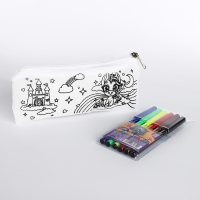 Набор для творчества: Пенал раскраска &laquo;Единорог&raquo;, фломастеры 6 цветов