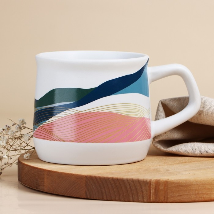 Кружка керамическая &laquo;Горы&raquo;, 380 мл, цвет белый