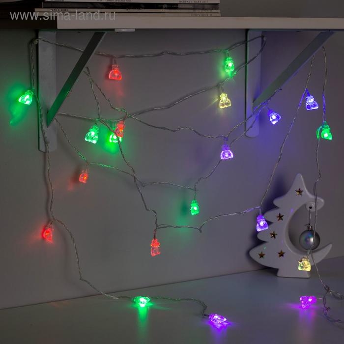 Гирлянда «Нить» 5 м с насадками «Подарки», IP20, прозрачная нить, 20 LED, свечение мульти (RG/RB), мигание, 220 В Гирлянда «Нить» 5 м с насадками «Подарки», IP20, прозрачная нить, 20 LED, свечение мульти (RG/RB), мигание, 220 В