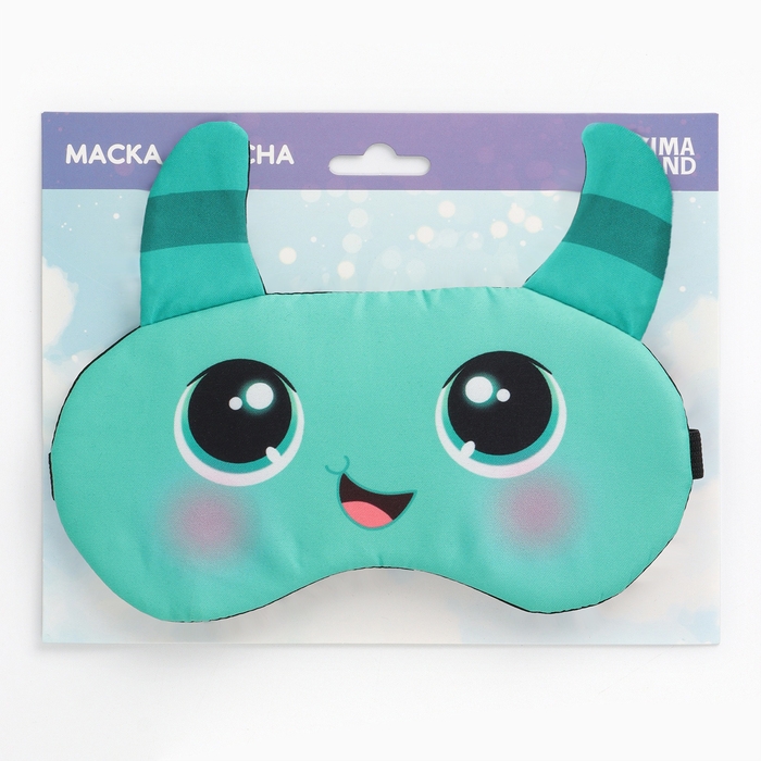 Маска для сна с ушками «Монстрик», 19.3 х 15 см, цвет бирюзовый Маска для сна с ушками «Монстрик», 19.3 х 15 см, цвет бирюзовый