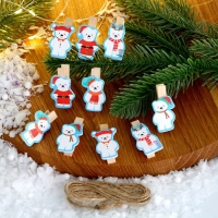 Набор декоративных прищепок "Новогодние мишки" набор 10 шт. Набор декоративных прищепок "Новогодние мишки" набор 10 шт.