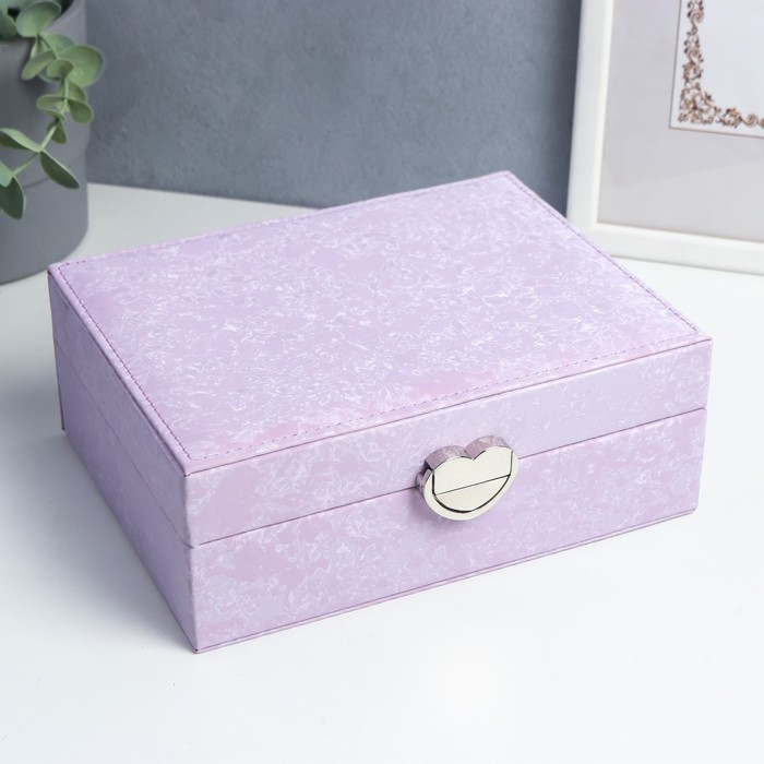 Шкатулка кожзам под часы 2 отделения и бижутерию Шкатулка кожзам под часы 2 отделения и бижутерию "Под бархат" сиреневая 8х15,5х20,5 см