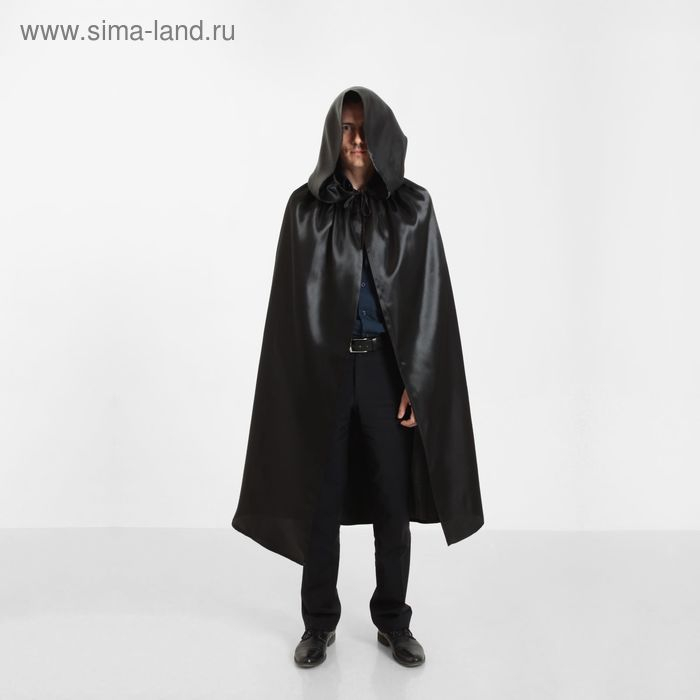 Карнавальный плащ &laquo;Хэллоуин&raquo; с капюшоном, длина 120 см, цвет чёрный