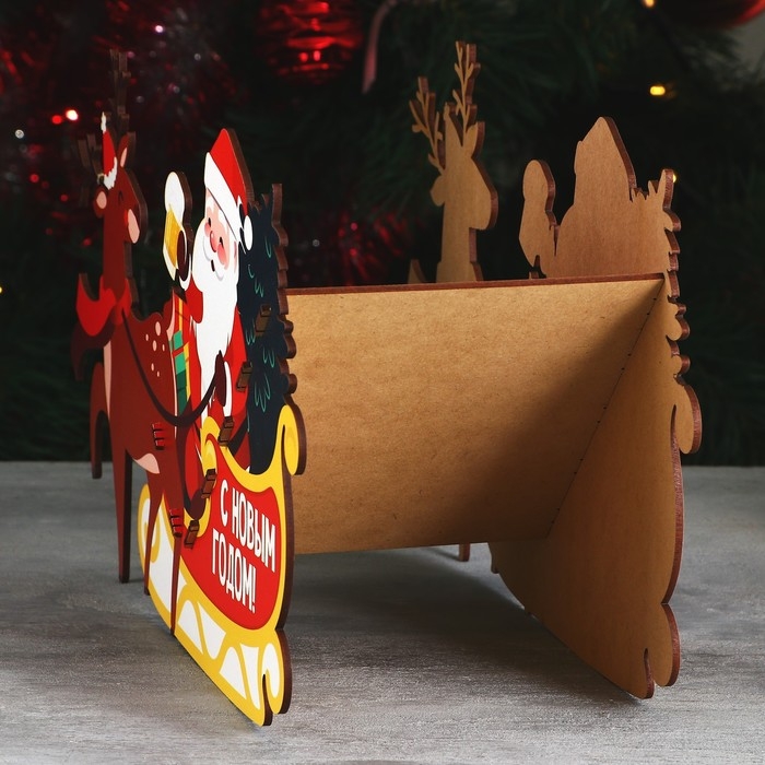 Новый год. Органайзер для хранения бутылок &laquo;Дед мороз в санях&raquo;