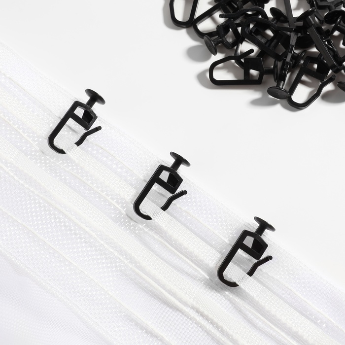 Крючок для штор, гвоздик с замком, 2,5 × 1,2 × 0,8 см, 20 шт, цвет чёрный Крючок для штор, гвоздик с замком, 2,5 × 1,2 × 0,8 см, 20 шт, цвет чёрный