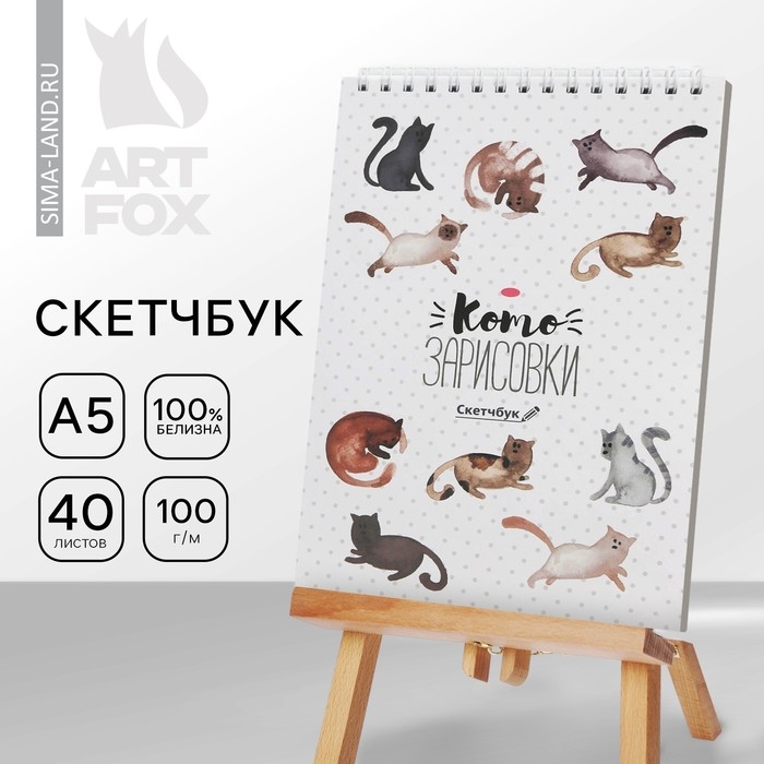 Скетчбук &laquo;Кот&raquo; А5, 40 л, 100 г/м