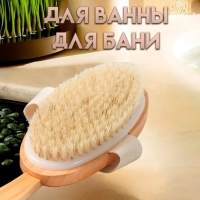 Щётка массажная для тела из натуральной щетины, с ручкой, гладкая Щётка массажная для тела из натуральной щетины, с ручкой, гладкая