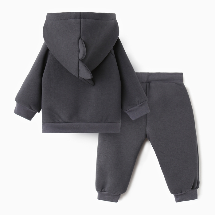 Костюм: толстовка и брюки Крошка Я Dino, рост 80-86, темно-серый