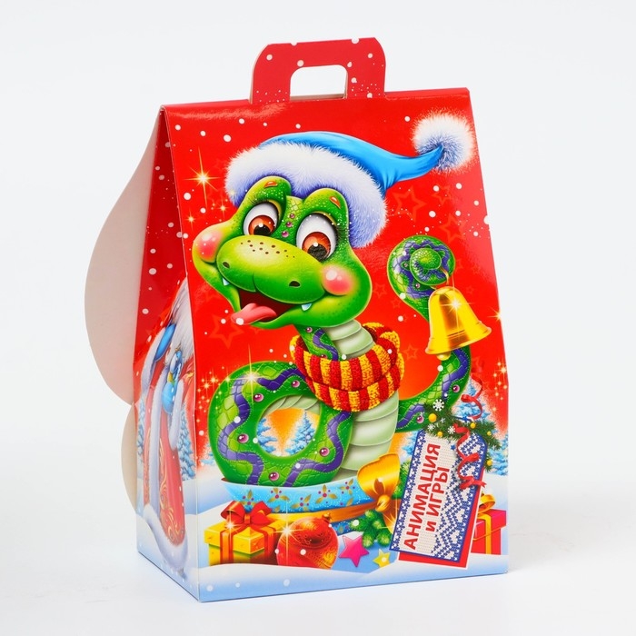 Новый год. Подарочная коробка Новогодняя Домик Новый год. Подарочная коробка Новогодняя Домик "Сладкая парочка" с анимацией 12 х 8,5 х 17,5 см.