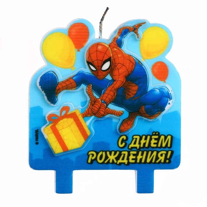 Свеча в торт Свеча в торт "С Днем Рождения!", 3-д печать, Человек-паук, 8×8 см