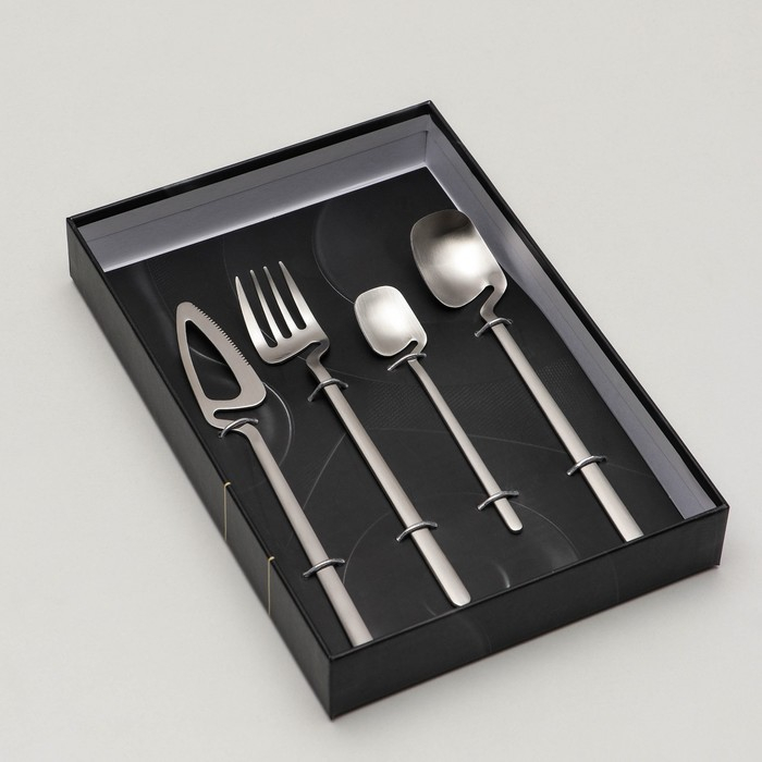 Столовые приборы из нержавеющей стали Magistro Wave, 4 предмета, цвет серебряный Столовые приборы из нержавеющей стали Magistro Wave, 4 предмета, цвет серебряный