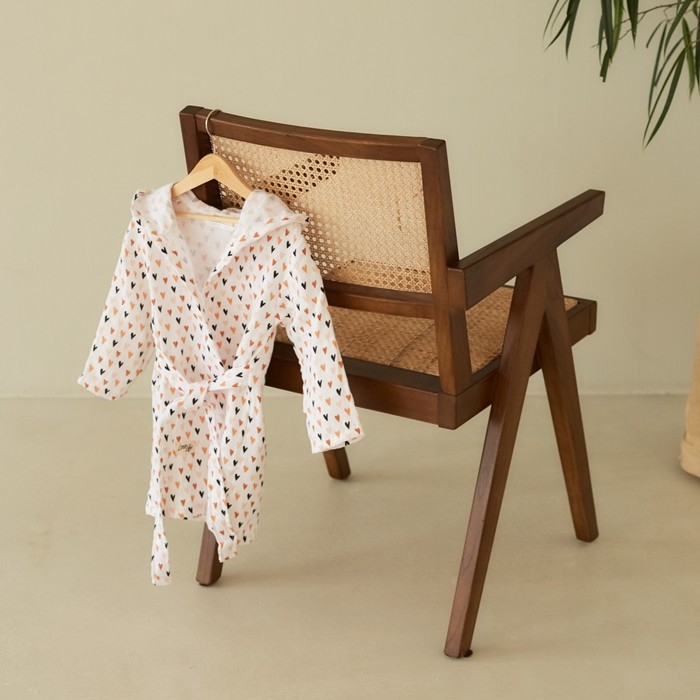 Халат детский муслиновый LoveLife &laquo;Сердечки&raquo; (3 года, рост 98-104 см) 100% хлопок, 235 гр/м2