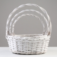 Набор корзин плетеных, 36x28x13/36 см, 31x23x12/31 см, 25x18x10/26 см, 3 шт, ива Набор корзин плетеных, 36x28x13/36 см, 31x23x12/31 см, 25x18x10/26 см, 3 шт, ива