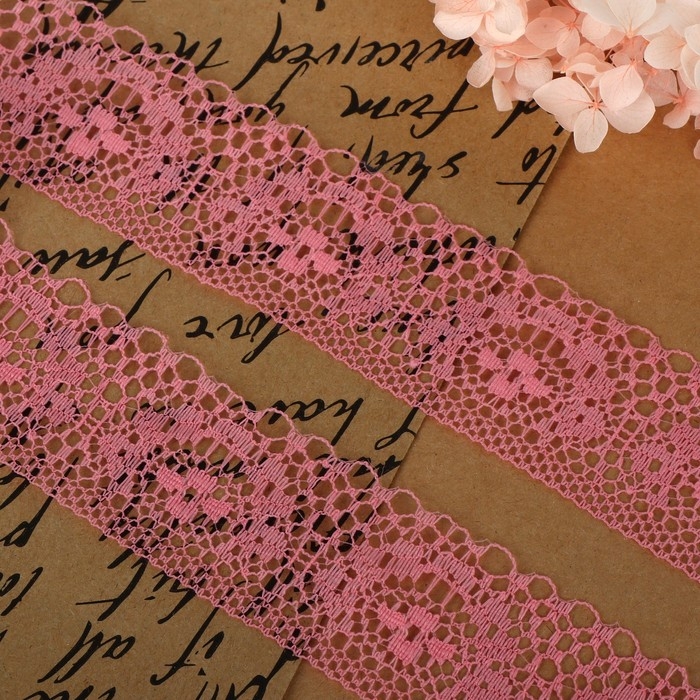 Кружево капроновое, 35 мм &times; 10 &plusmn; 1 м, цвет коралловый